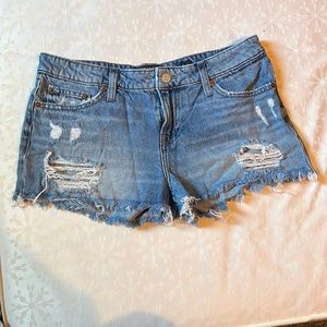 Lucky Brand Denim mid rise cut off distress shorts